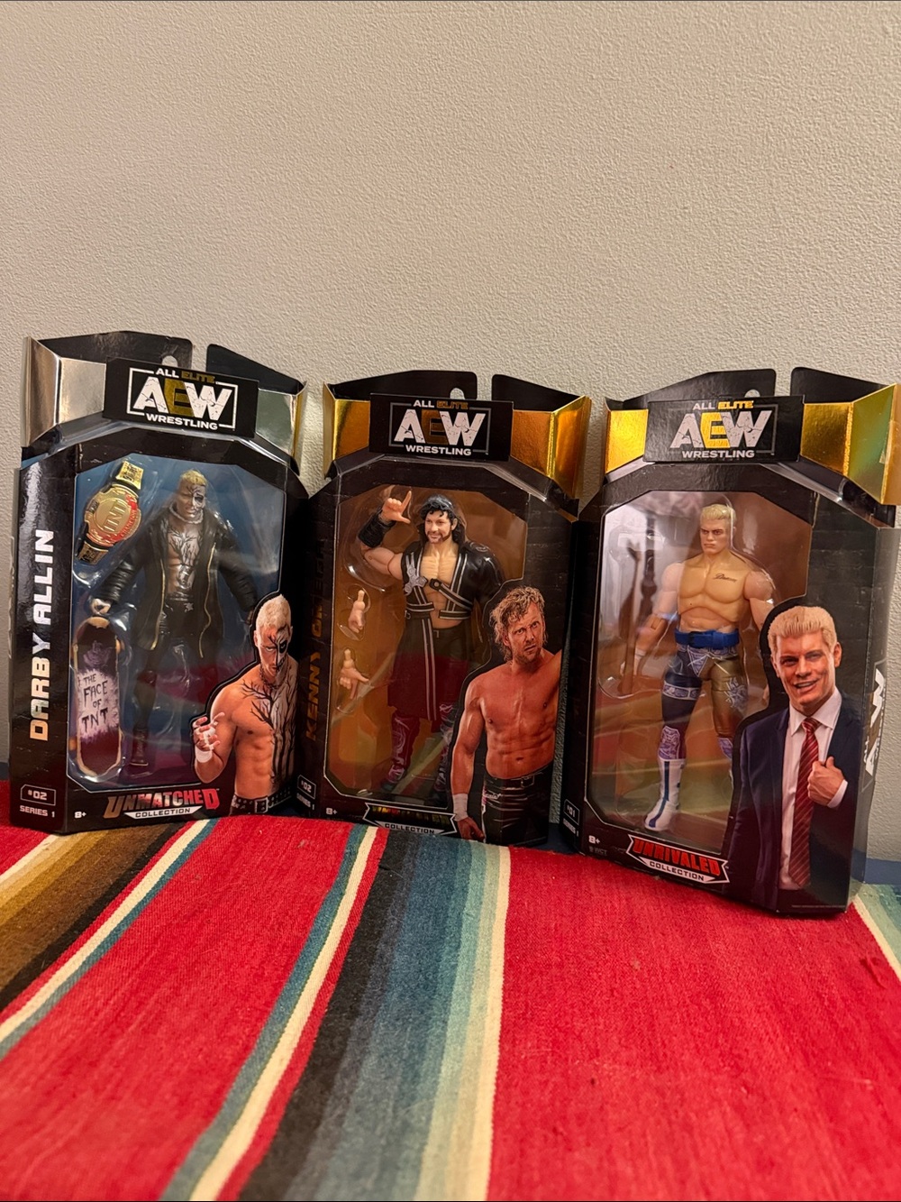 AEW Series 1  Wrestling Action Figures Trio Darby Allen, Kenny Omega & Cody
